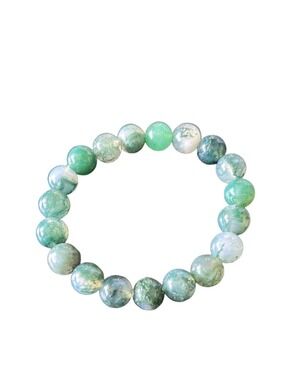 Green Moss Agate Beaded Bracelet for healing, growth and renewal